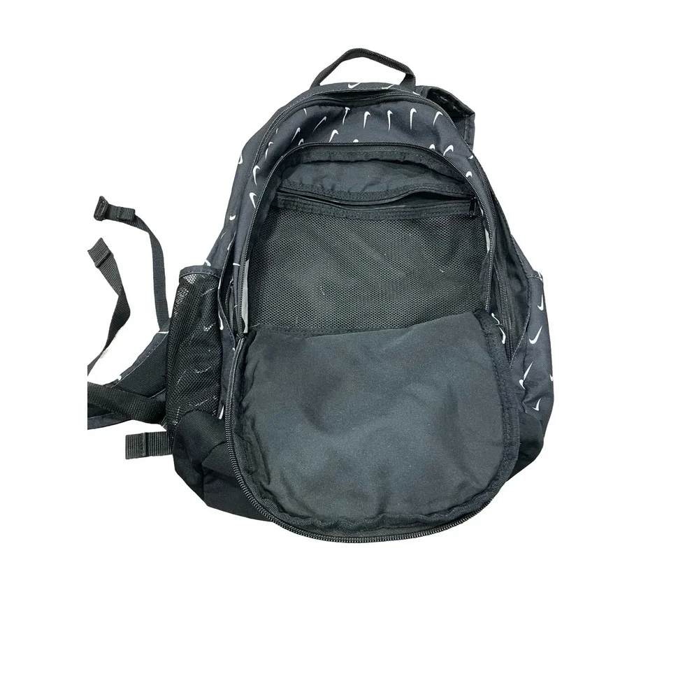 Nike Hayward Backpack Black White Mini Swoosh Logo Print School Sports Bag